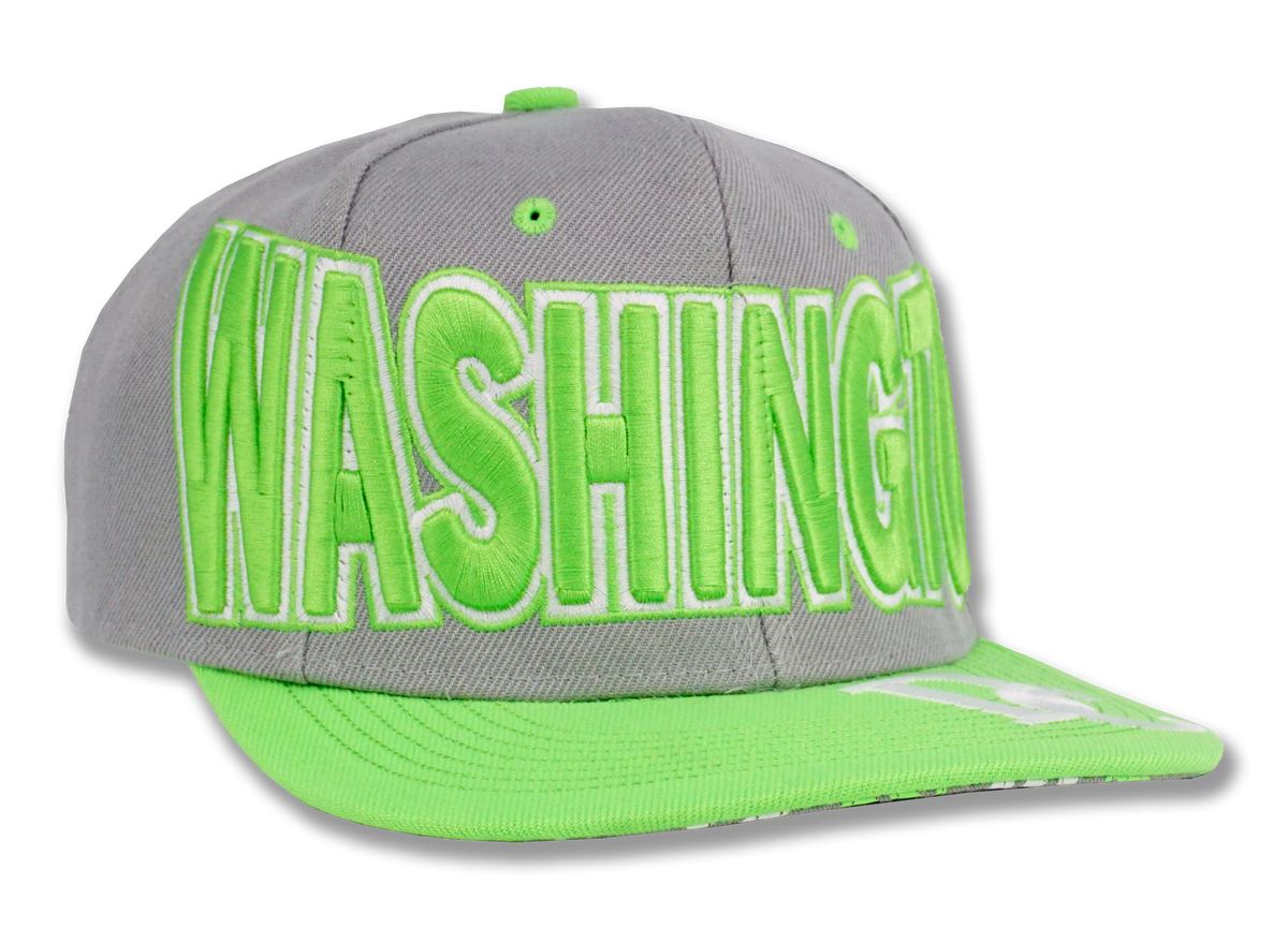 Green Embroidered DC Washington Abe\'s Cap DC Gifts Baseball – Snapback Charcoal/Lime Washington