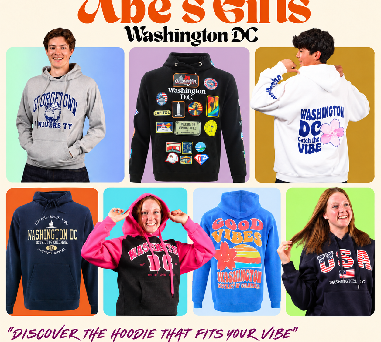 Washington DC hoodies and sweatshirts available at Abe’s Gifts DC