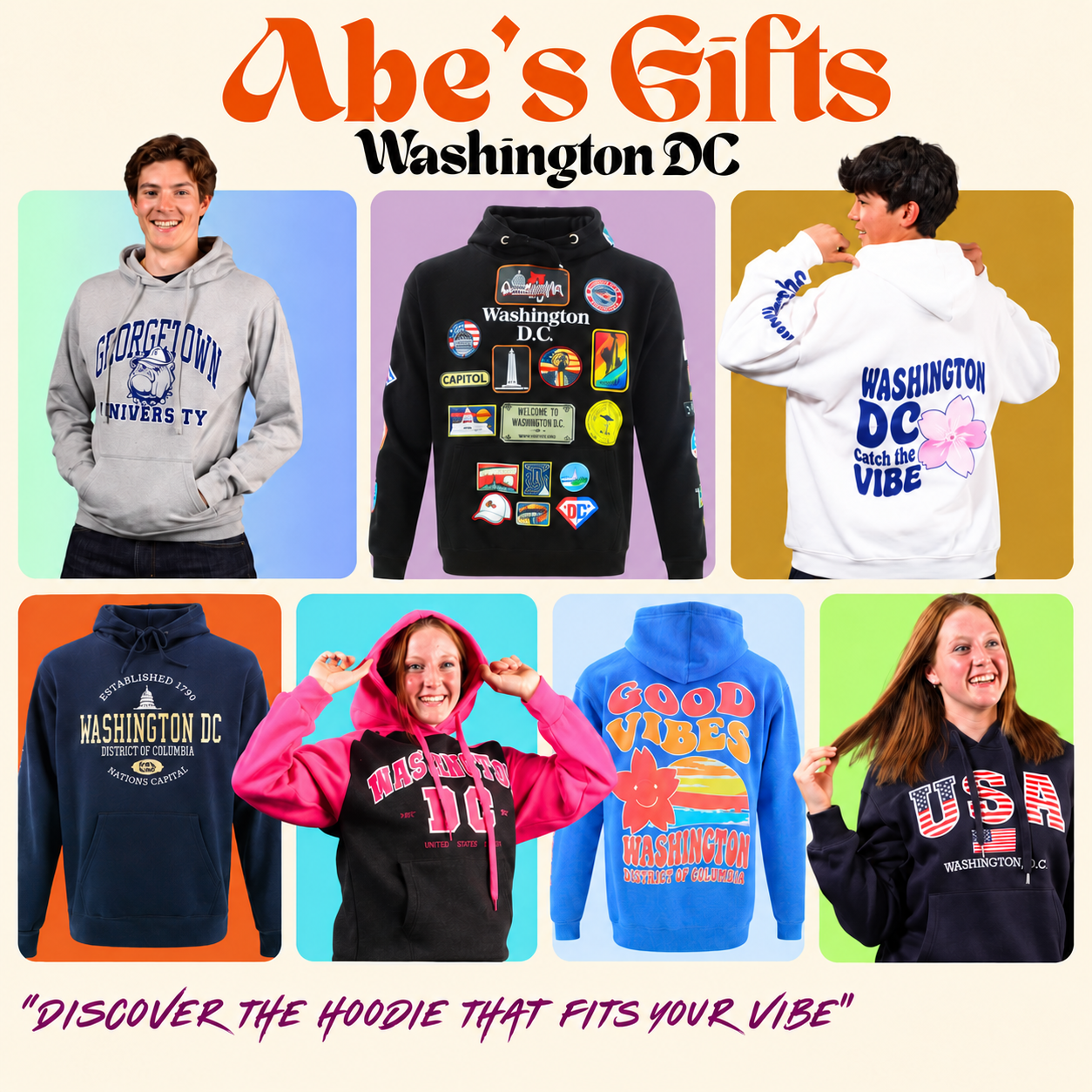Washington DC hoodies and sweatshirts available at Abe’s Gifts DC