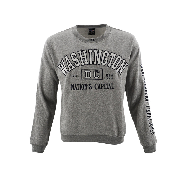 Washington DC Crewneck Nation's Capital Embroidered Gray