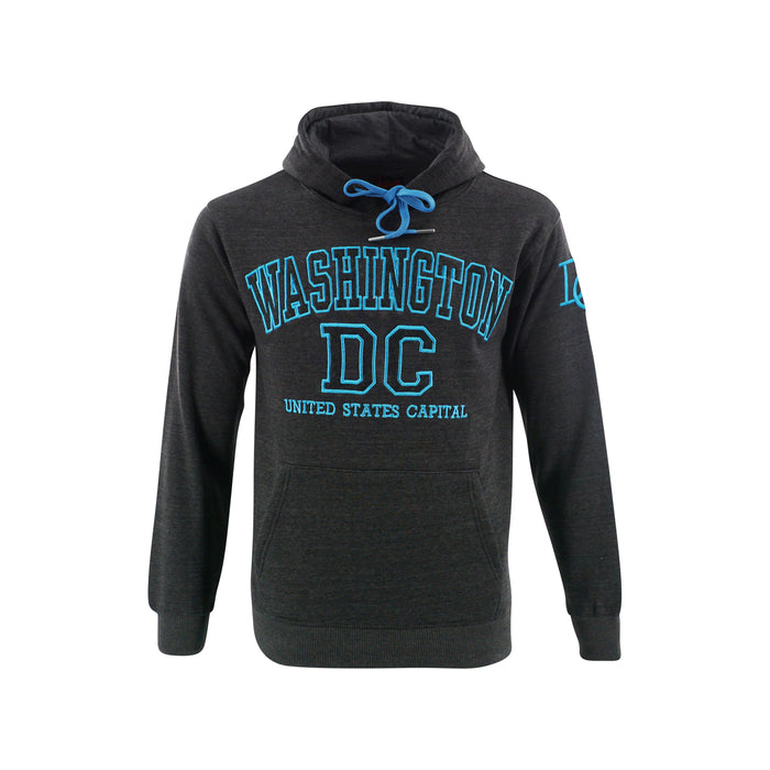 ADULT S.SHIRT HOOD BIG DC OUTLINE CHARCOAL/TURQUOISE