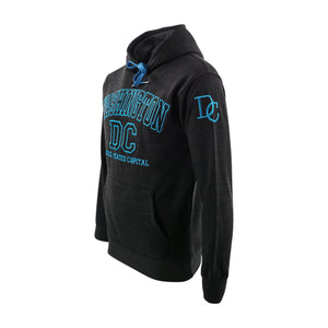 ADULT S.SHIRT HOOD BIG DC OUTLINE CHARCOAL/TURQUOISE