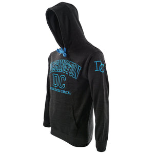 ADULT S.SHIRT HOOD BIG DC OUTLINE CHARCOAL/TURQUOISE