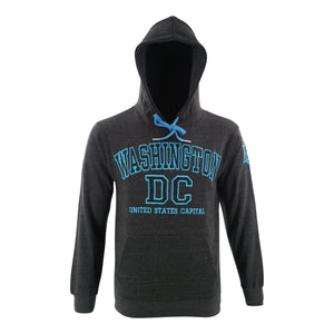 ADULT S.SHIRT HOOD BIG DC OUTLINE CHARCOAL/TURQUOISE