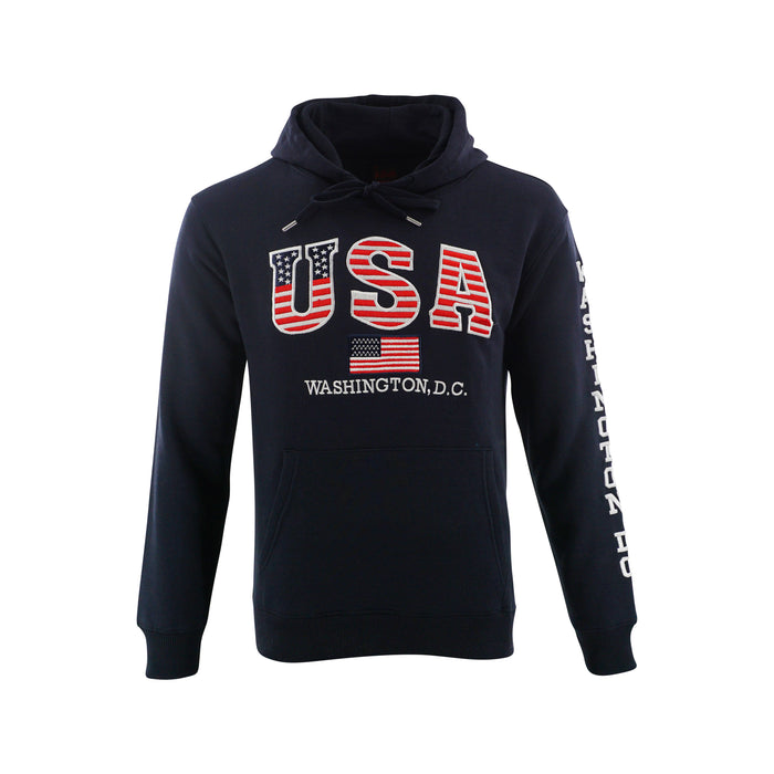 Washington DC Hoodie USA Flag Stitches Navy