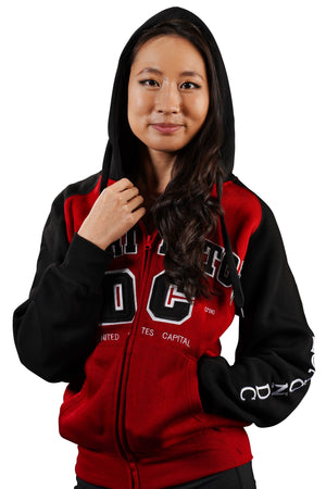 Washington DC Zipper Hoodie TWO TONE RED/BLACK