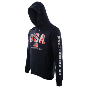 Washington DC Hoodie USA Flag Stitches Navy