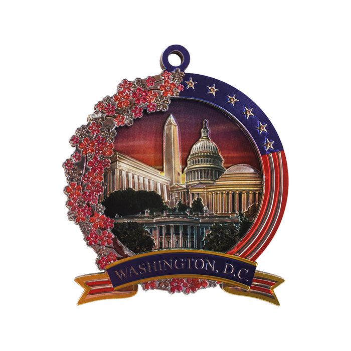 Washington DC Panoramic Cherry Blossom Wood Ornament