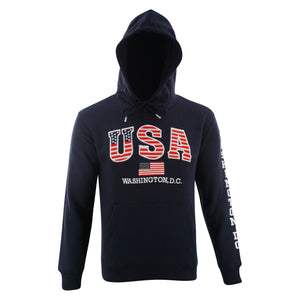 Washington DC Hoodie USA Flag Stitches Navy