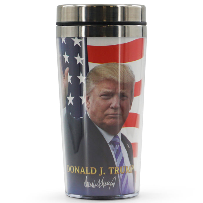 DONALD TRUMP W/ USA FLAG TRAVEL MUG