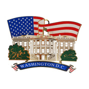 White House With USA Flag 3D Metal Ornament