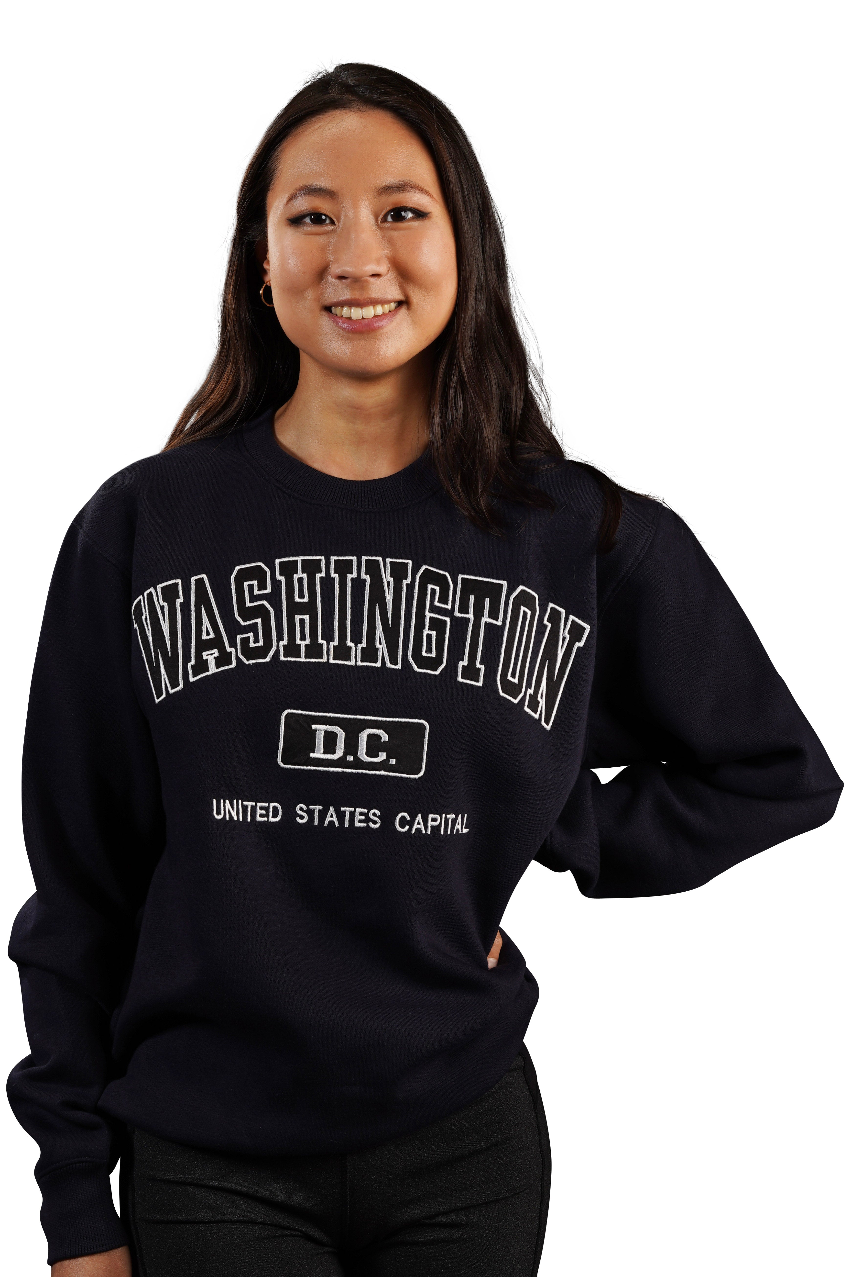 Washington DC United State Capital Embroidered Crewneck