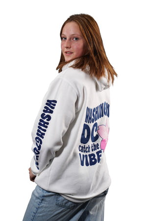 Washington DC Hoodie "Catch the Vibes" White