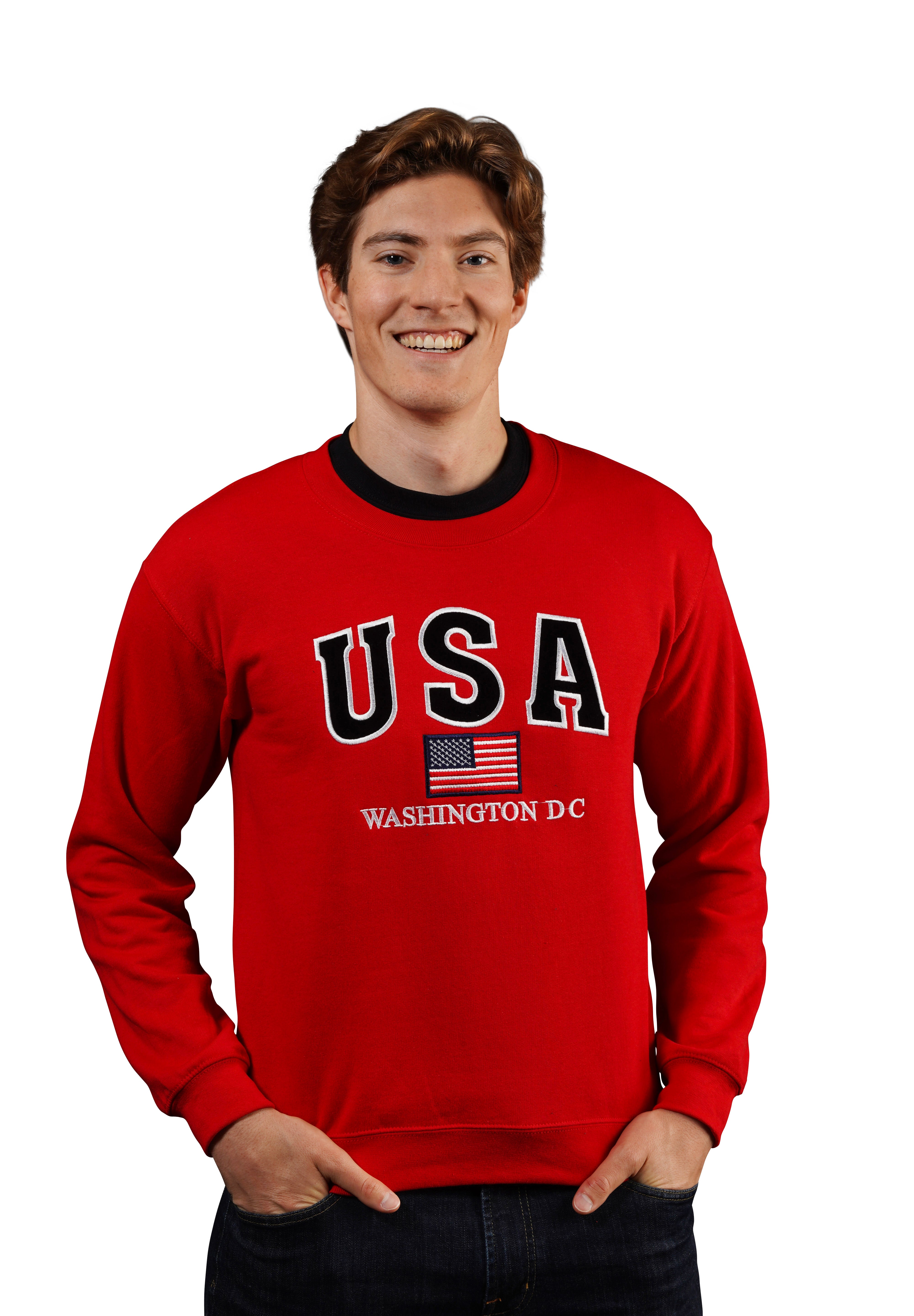 Washington DC Crewneck USA Flag