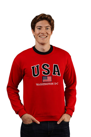 Washington DC Crewneck USA Flag Red