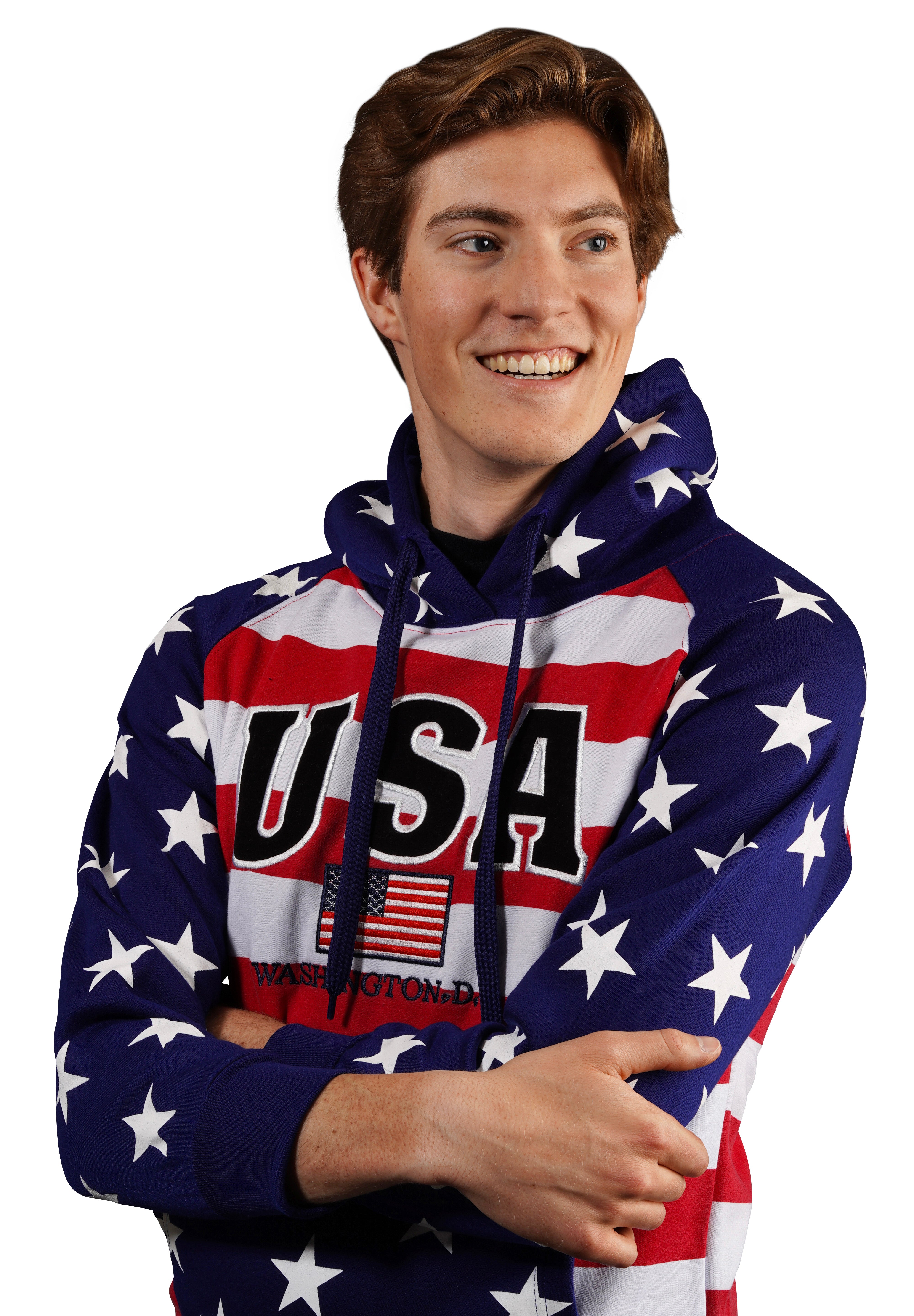 Washington DC Hoodie USA American Flag/ Black&White