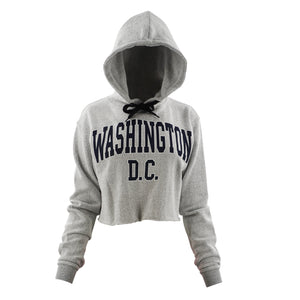 Washington DC Crop Top Hoodie Gray