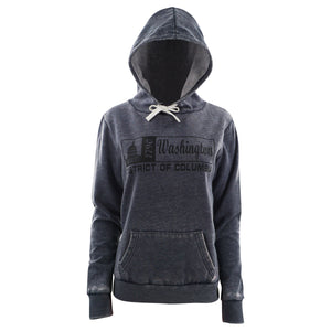 Washington DC Hoodie Ladies Vintage Washed Denim