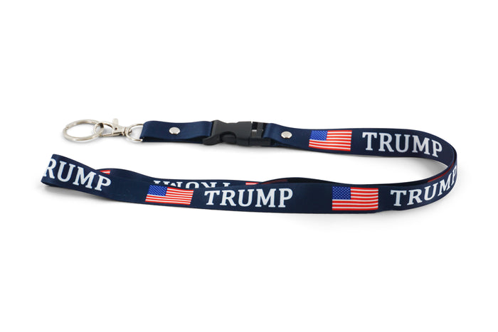 TRUMP WITH FLAG NAVY LANYARD