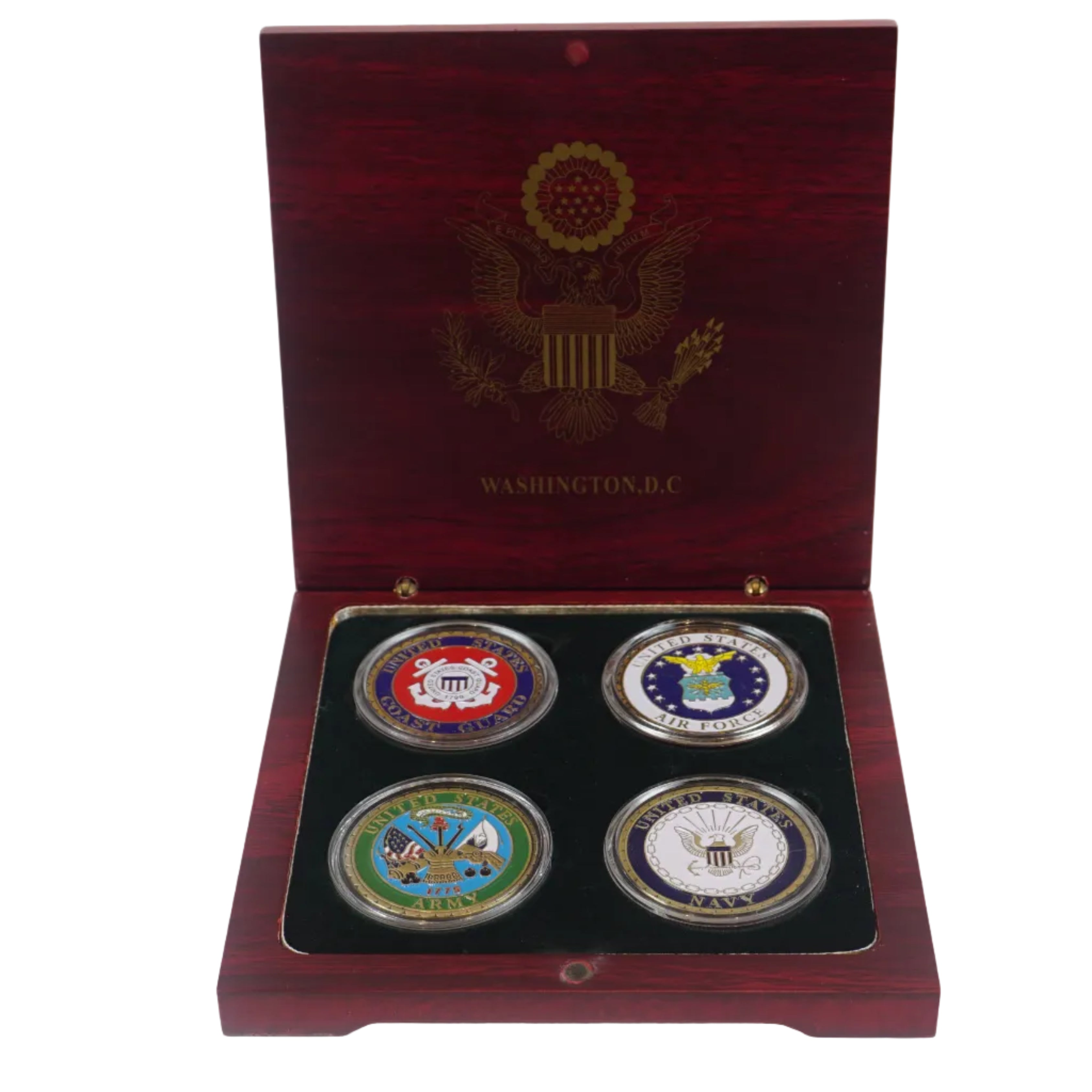 Four Coin Holder Wooden Box