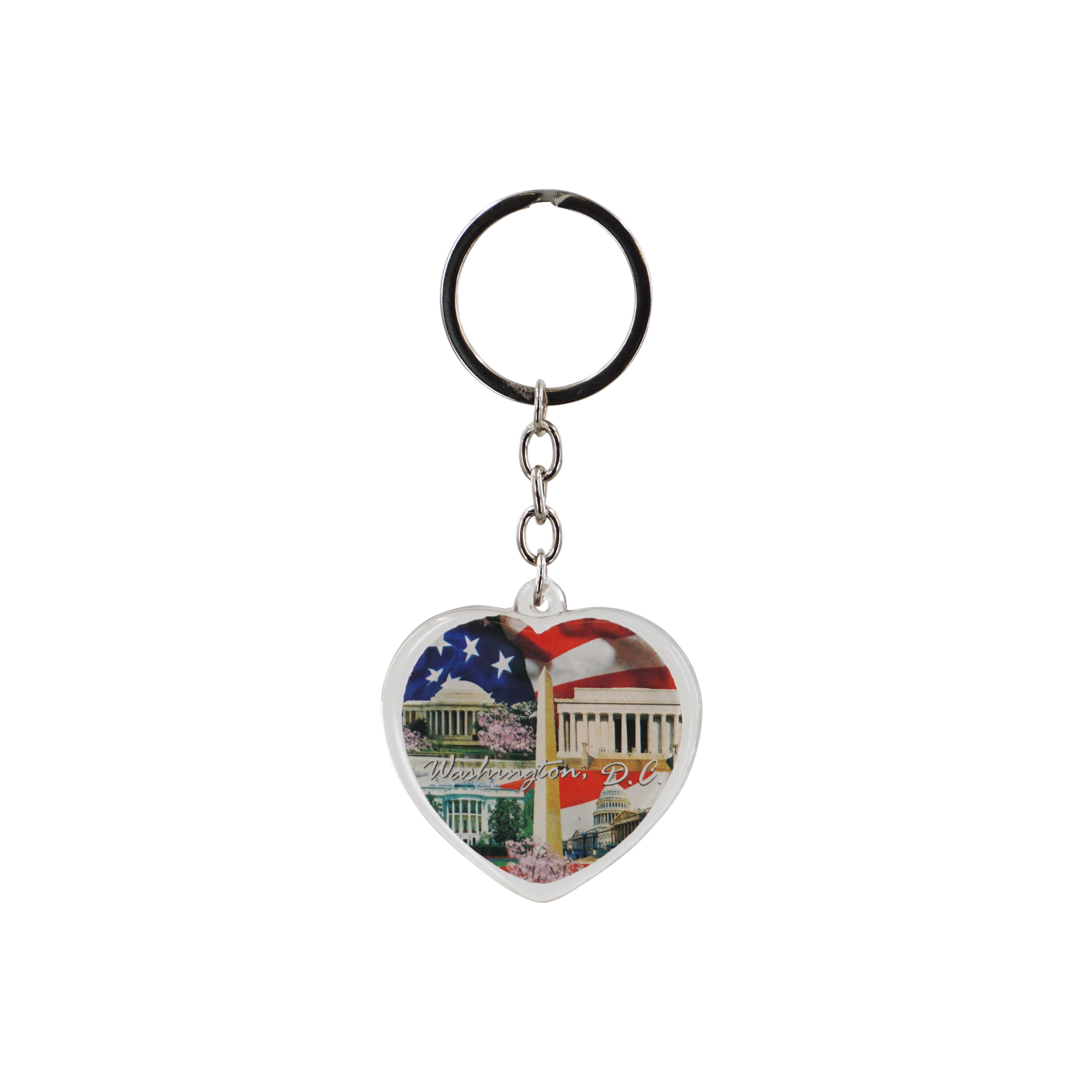 Panorama USA FLAG HEART Lucite Keychain