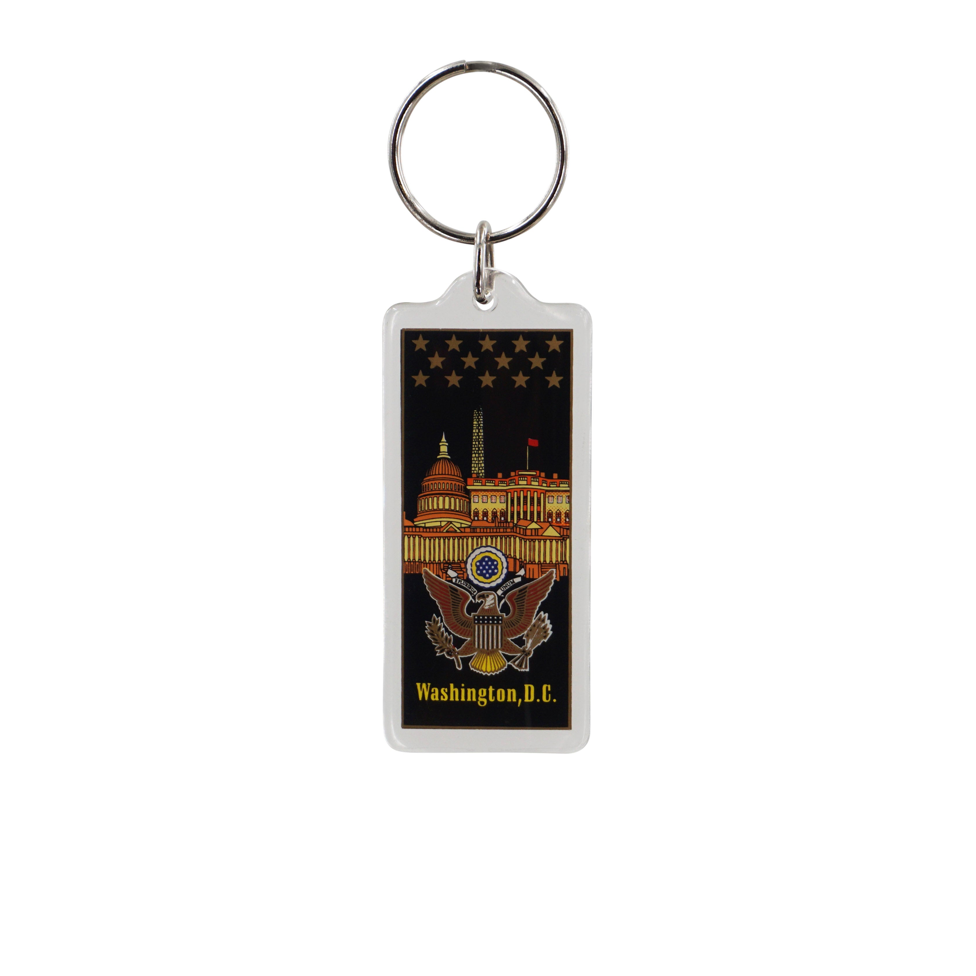 Washington DC Black Panorama w/ Seal Rectangle Lucite Keychain