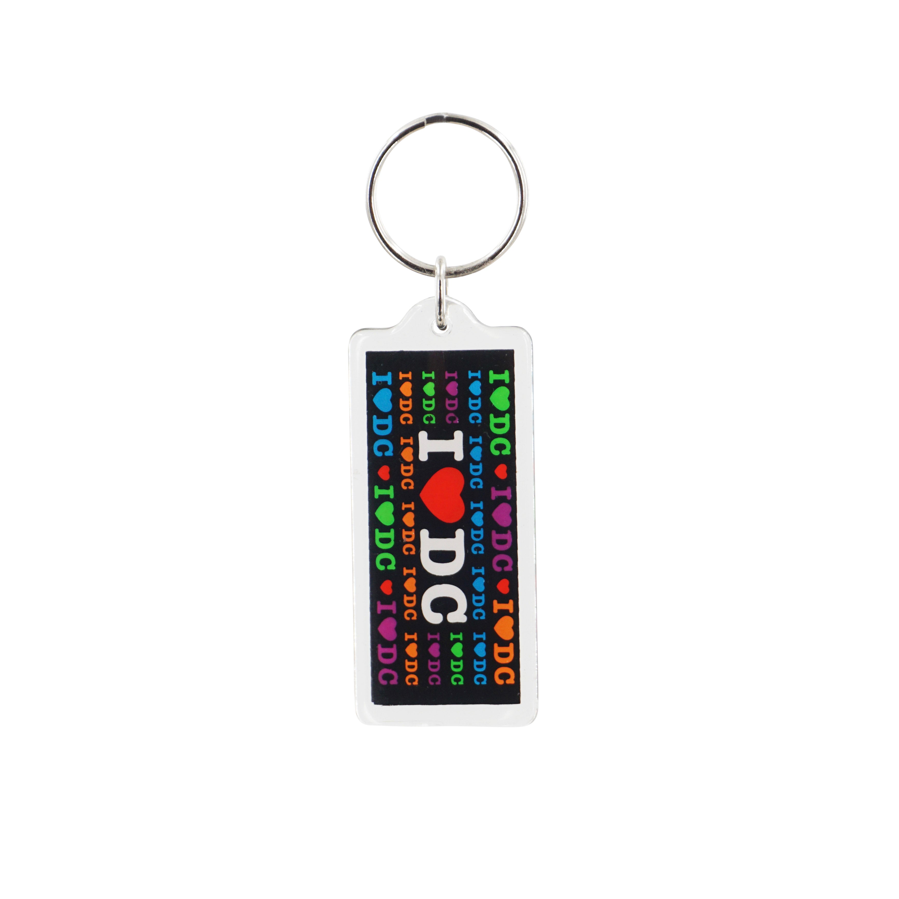 Multiple I HEART DC Rectangle Lucite Keychain