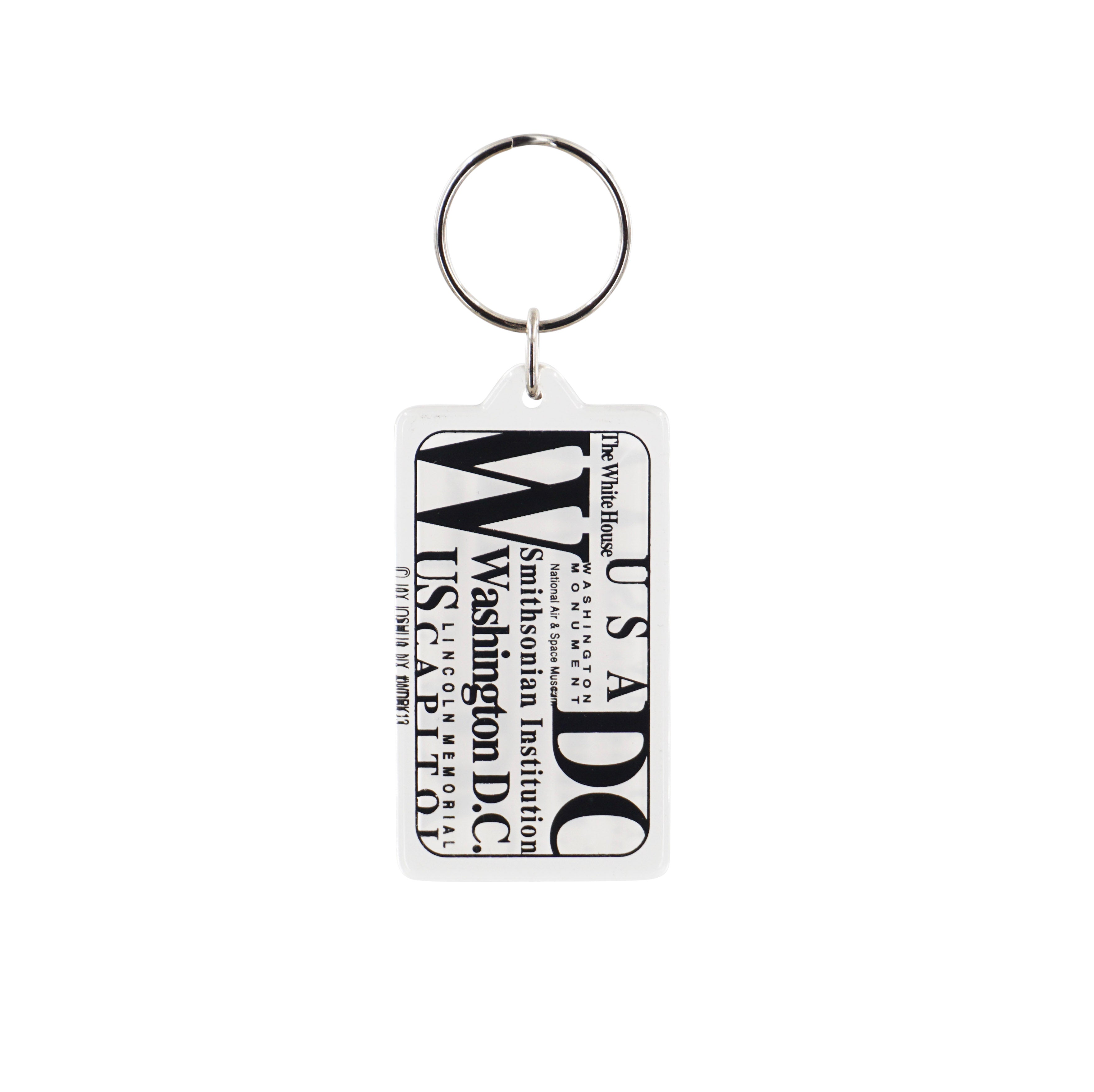 Multiple WDC LETTERS WHITE RECTANGLE LUCITE KEYCHAIN