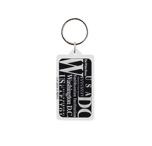 Multiple WDC LETTERS BLACK RECTANGLE LUCITE KEYCHAIN