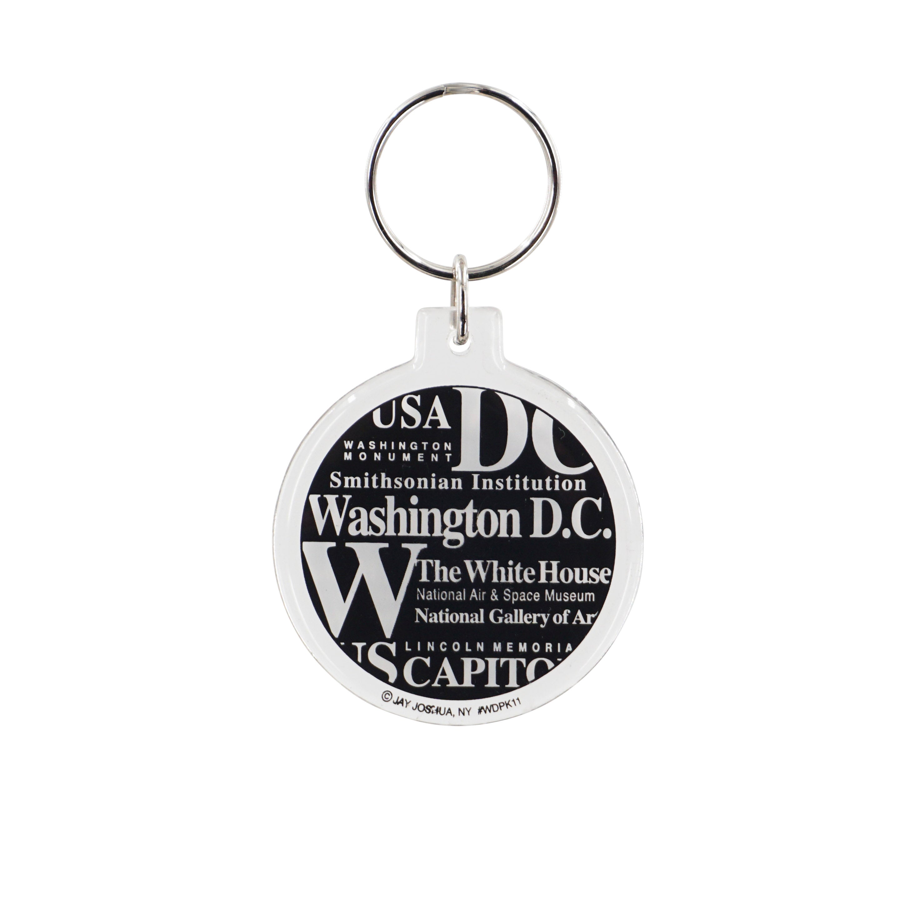 Multiple WDC LETTERS BLACK ROUND LUCITE KEYCHAIN