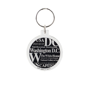 Multiple WDC LETTERS BLACK ROUND LUCITE KEYCHAIN