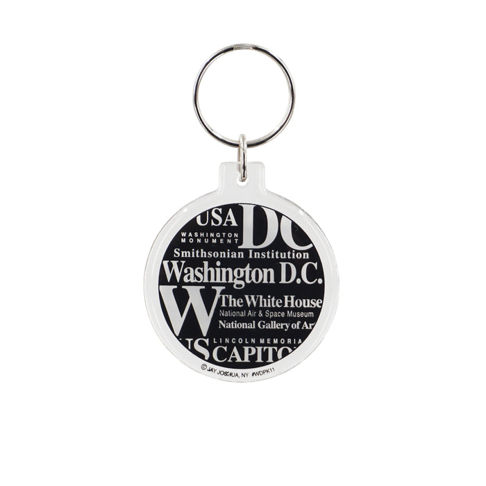 Multiple WDC LETTERS BLACK ROUND LUCITE KEYCHAIN