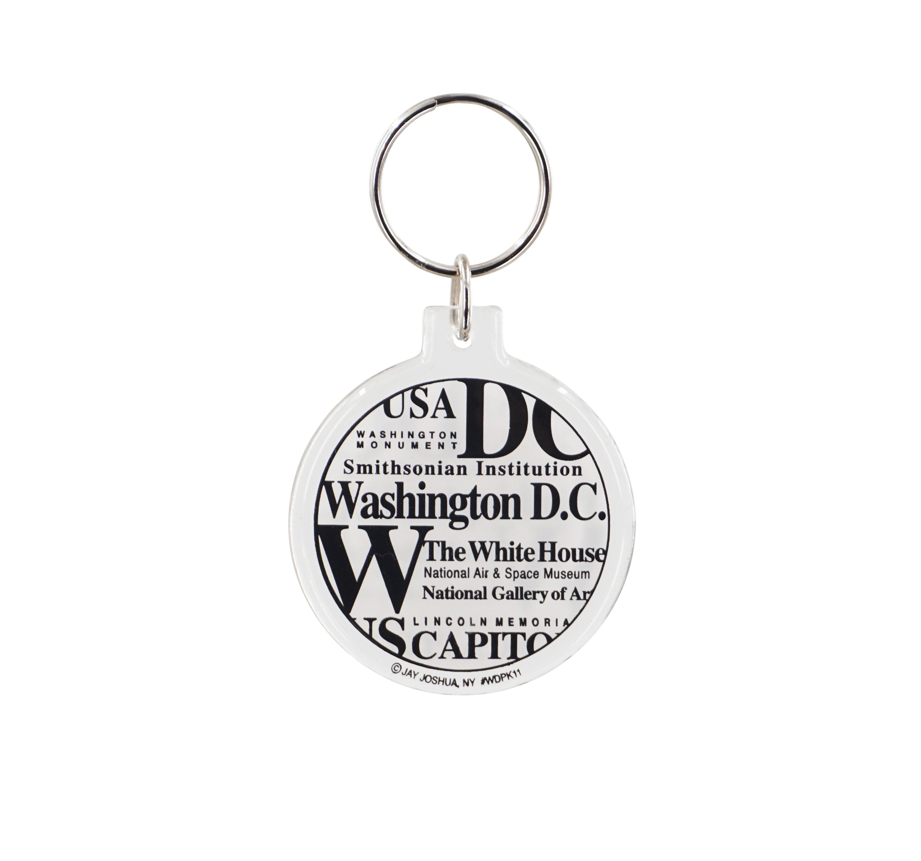 Multiple WDC LETTERS WHITE ROUND LUCITE KEYCHAIN