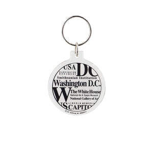 Multiple WDC LETTERS WHITE ROUND LUCITE KEYCHAIN