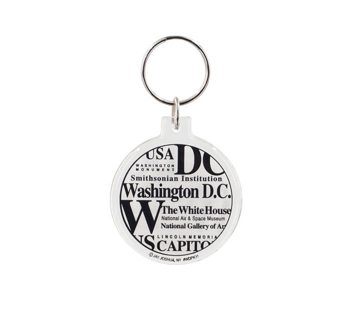 Multiple WDC LETTERS WHITE ROUND LUCITE KEYCHAIN