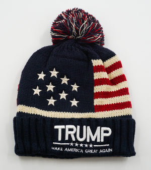 TRUMP "MAKE AMERICA GREAT AGAIN" SKI HAT WITH POMS