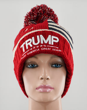 TRUMP "MAKE AMERICA GREAT AGAIN" SKI HAT WITH POMS