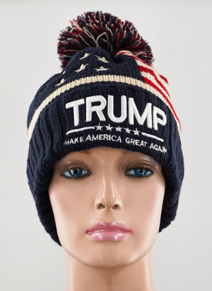 TRUMP "MAKE AMERICA GREAT AGAIN" SKI HAT WITH POMS