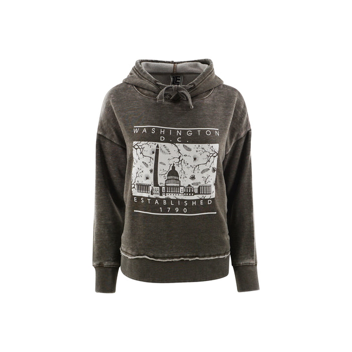 Washington DC Crop Hoodie Vintage Olive