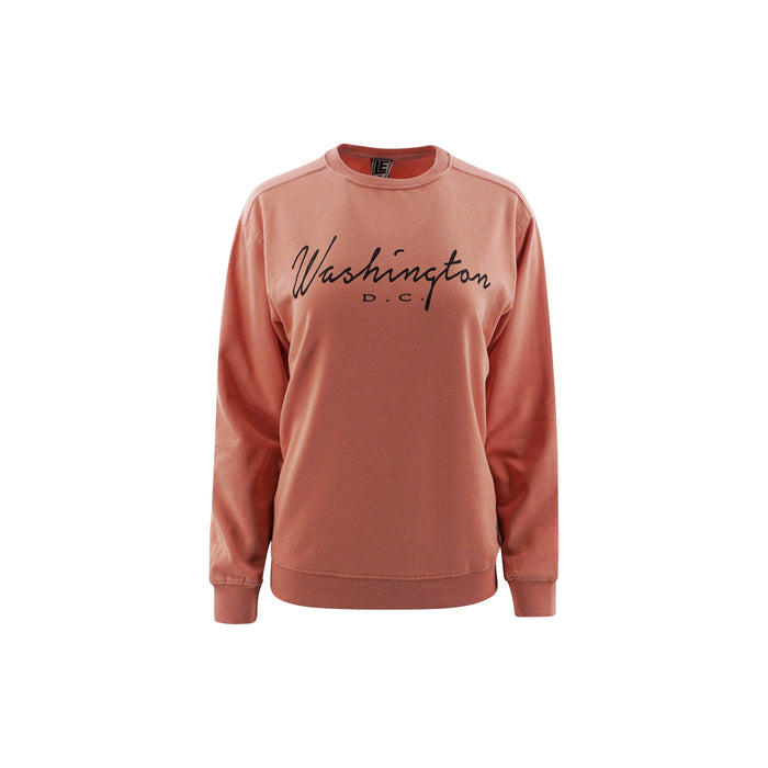 Washington DC Ladies Fleece Dyed Nude Crewneck