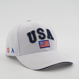 USA American Flag Embroidered Baseball Cap White