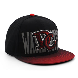 TWO-TONE EMBROIDERED DC BASEBALL CAP BLACK & RED