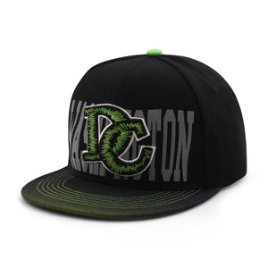 EMBROIDERED DC BASEBALL CAP BLACK AND LIME