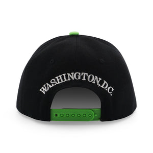 EMBROIDERED DC BASEBALL CAP BLACK AND LIME