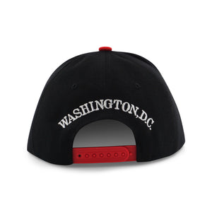 TWO-TONE EMBROIDERED DC BASEBALL CAP BLACK & RED