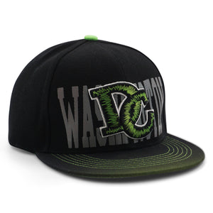 EMBROIDERED DC BASEBALL CAP BLACK AND LIME