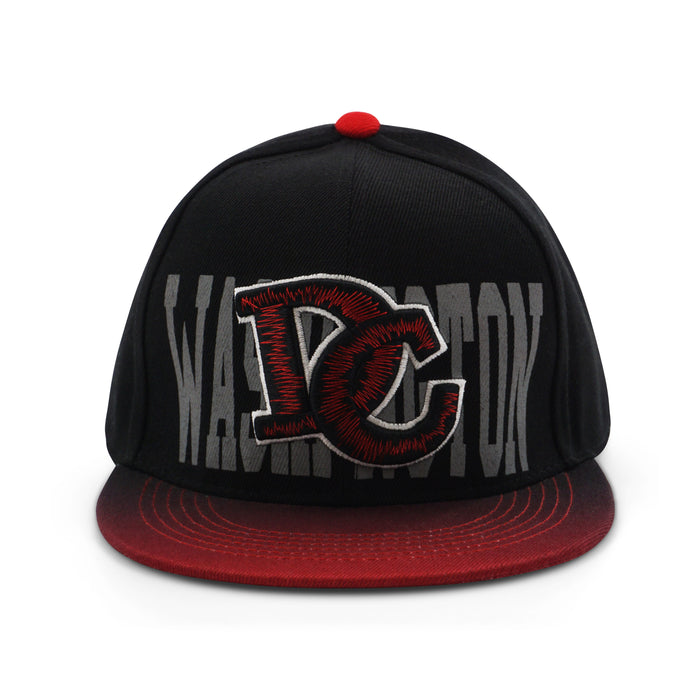 TWO-TONE EMBROIDERED DC BASEBALL CAP BLACK & RED