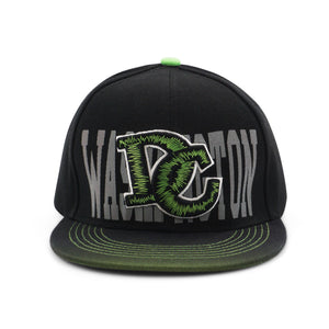 EMBROIDERED DC BASEBALL CAP BLACK AND LIME
