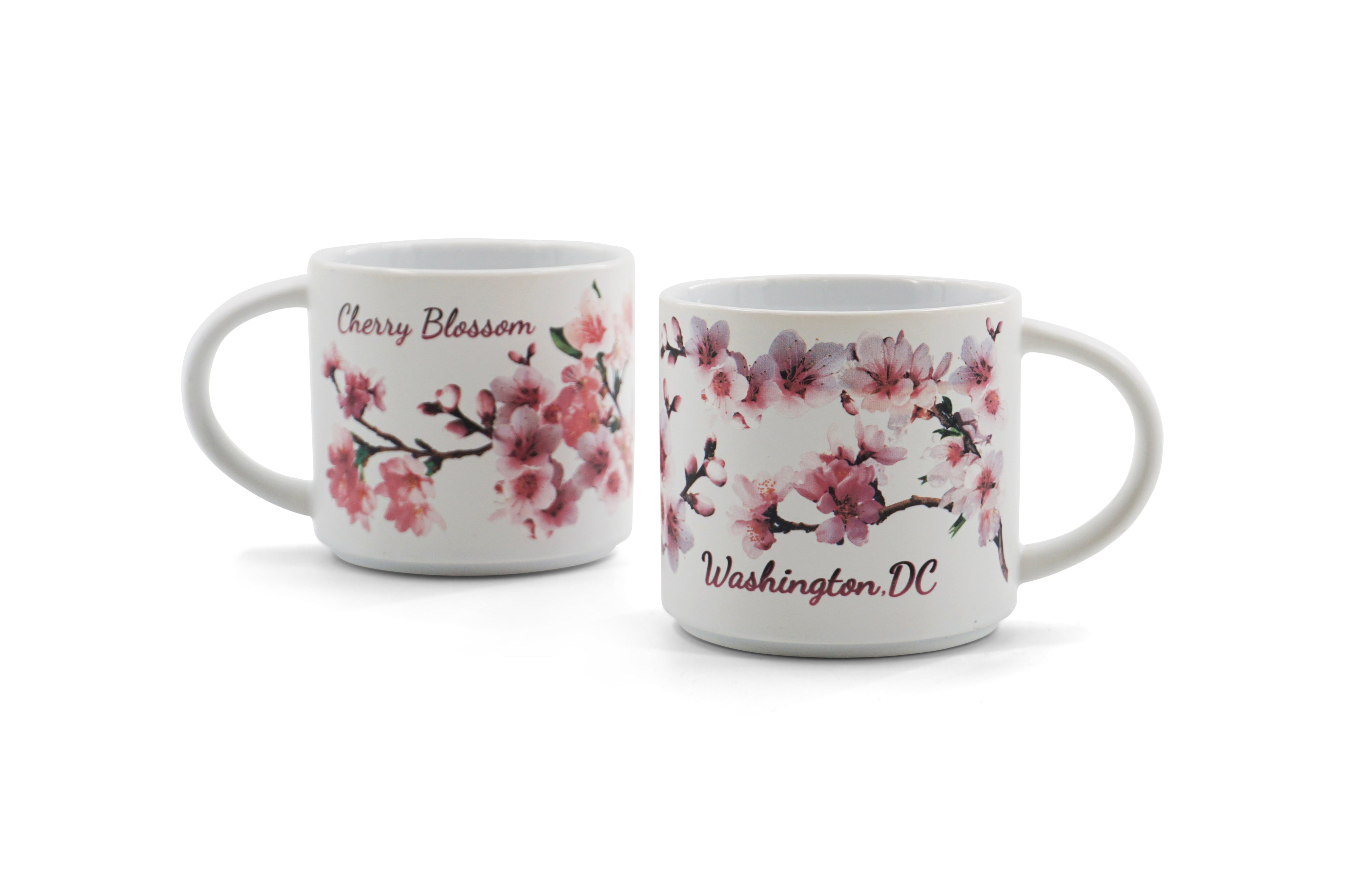 Cherry Blossom Washington, D.C. Stackable Ceramic Mug-White/Pink