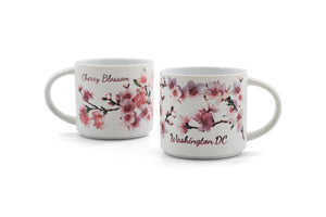 Cherry Blossom Washington, D.C. Stackable Ceramic Mug-White/Pink